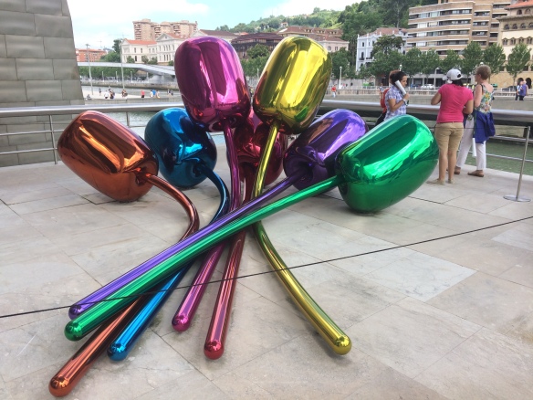 "Tulips" by Jeff Koons. This looks very light and insubstantial, but it's quite large--and made of steel.